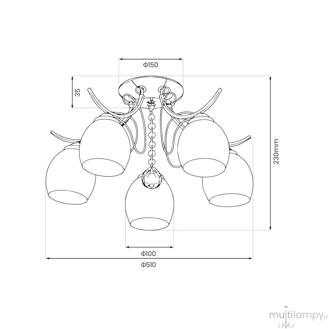 Ella lampa sufitowa 5xE27 chrom ML2763