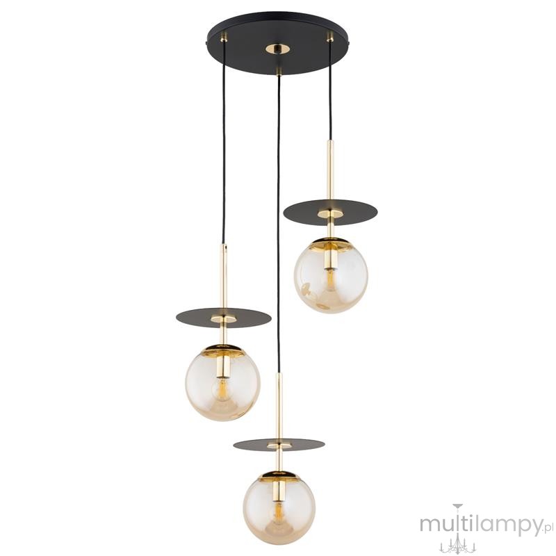 Qeency lampa wisząca 3xE14 czarna bursztyn 62571