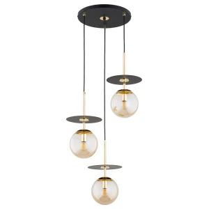 Qeency lampa wisząca 3xE14 czarna bursztyn 62571