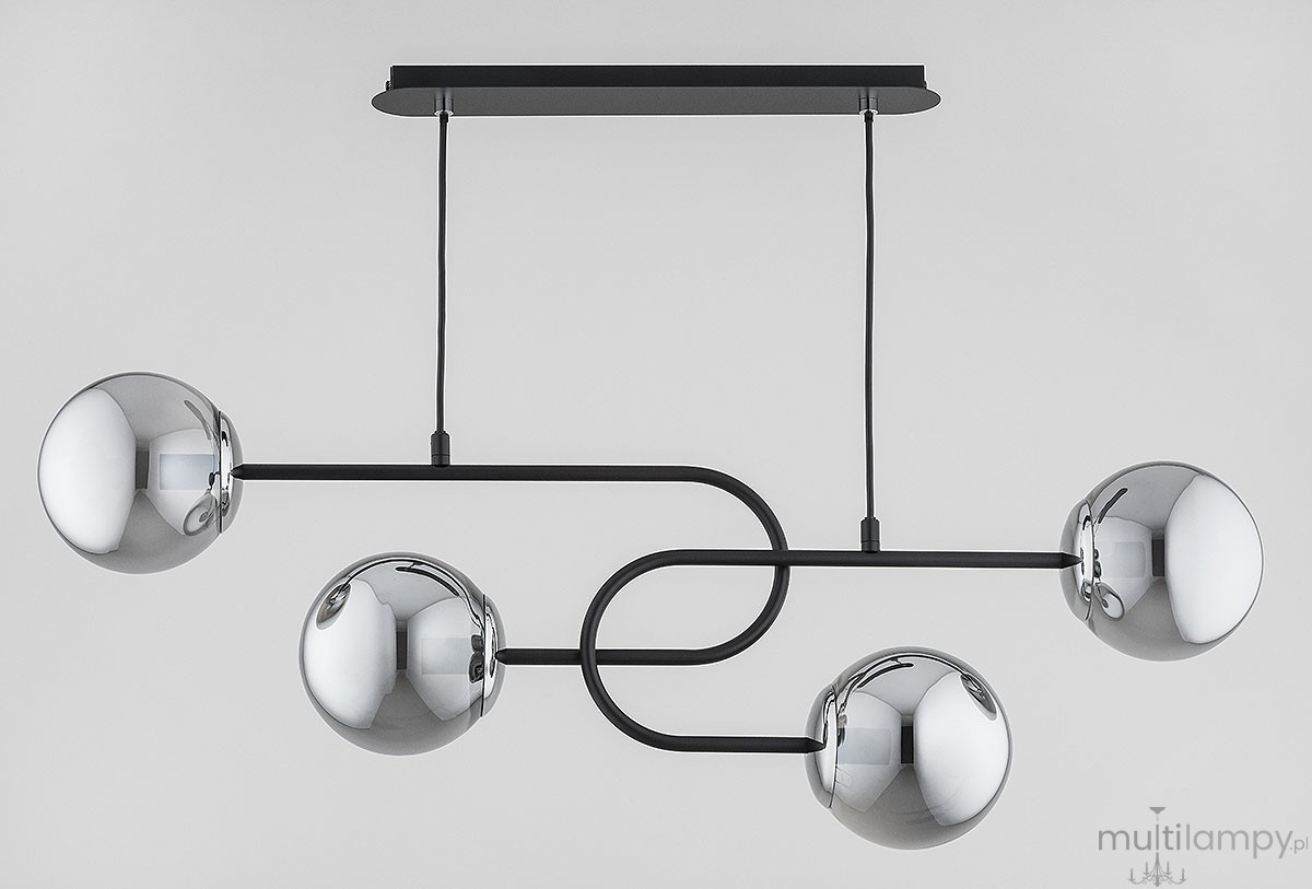 Nari lampa wisząca 4xE14 czarna chrom 63332