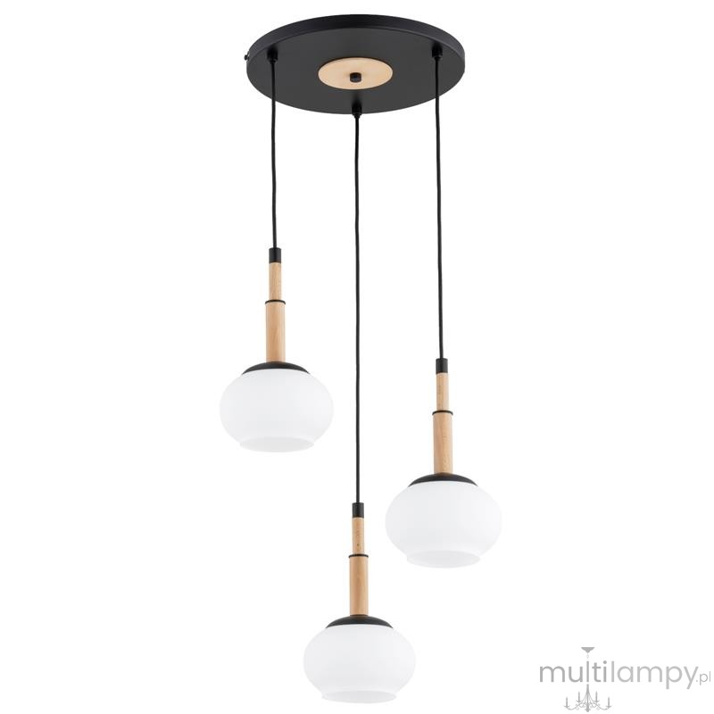 Ceres lampa wisząca 3xE14 czarna jasne drewno 62594