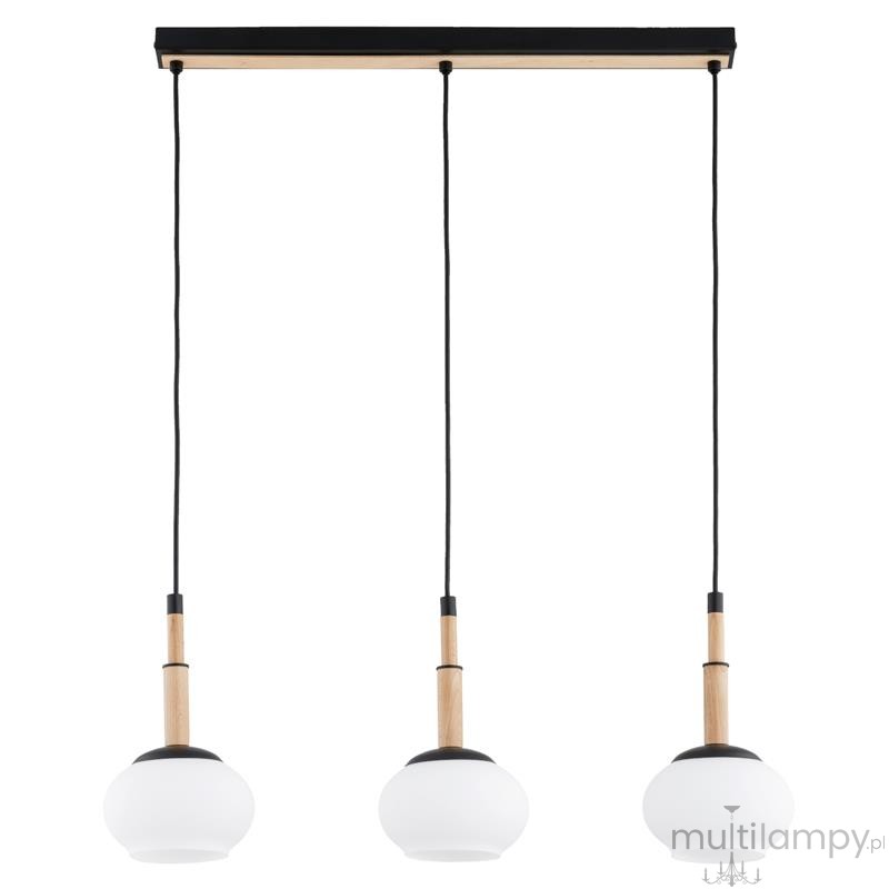 Ceres lampa wisząca 3xE14 czarna jasne drewno 62595
