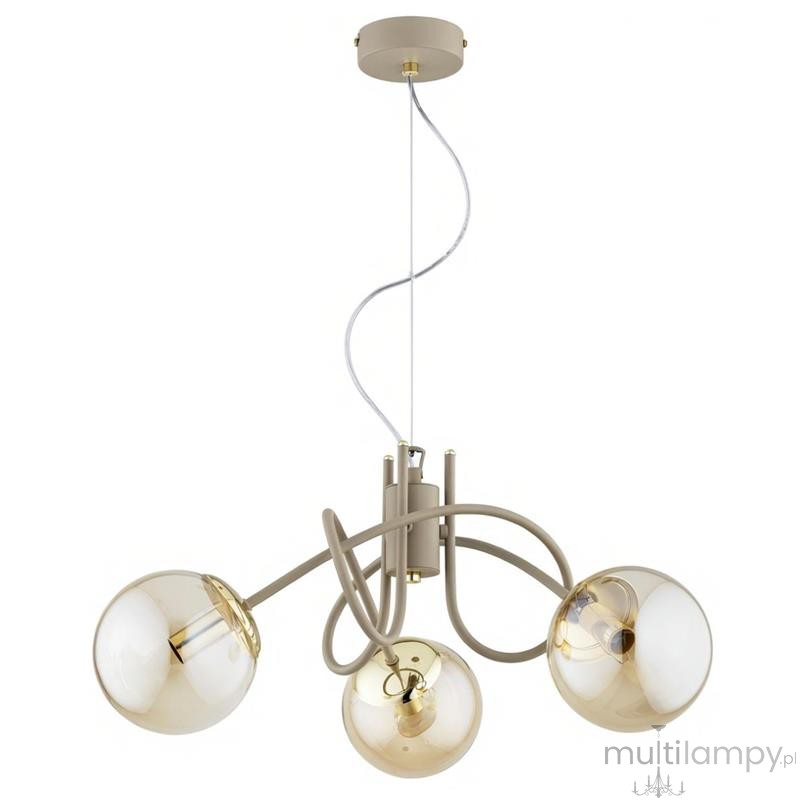 Mika lampa wisząca 3xE27 beżowa bursztyn 62602