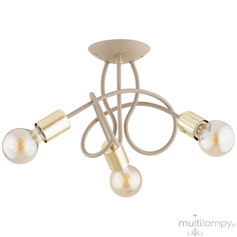 Hossa lampa sufitowa 3xE27 beżowa złota 62606