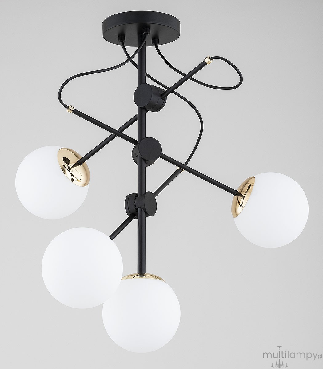 Olimp lampa sufitowa 4xE14 czarna złota 63357