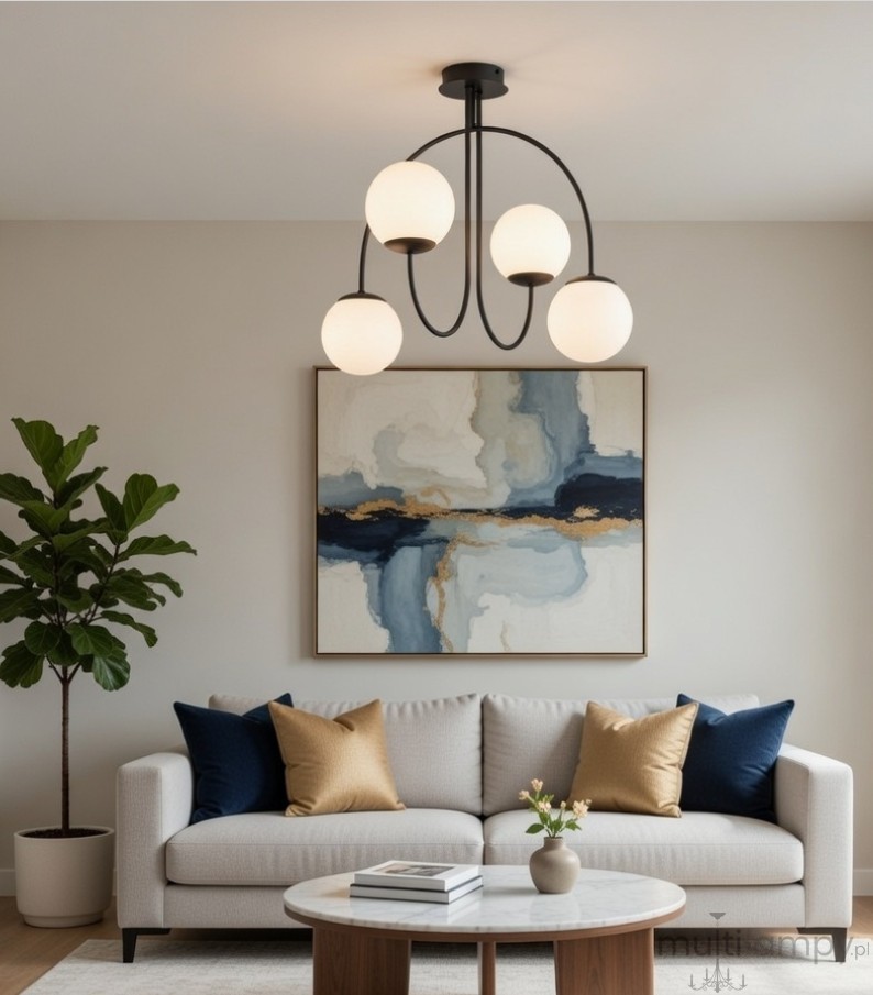 Terso lampa sufitowa 4xE14 czarna 63373