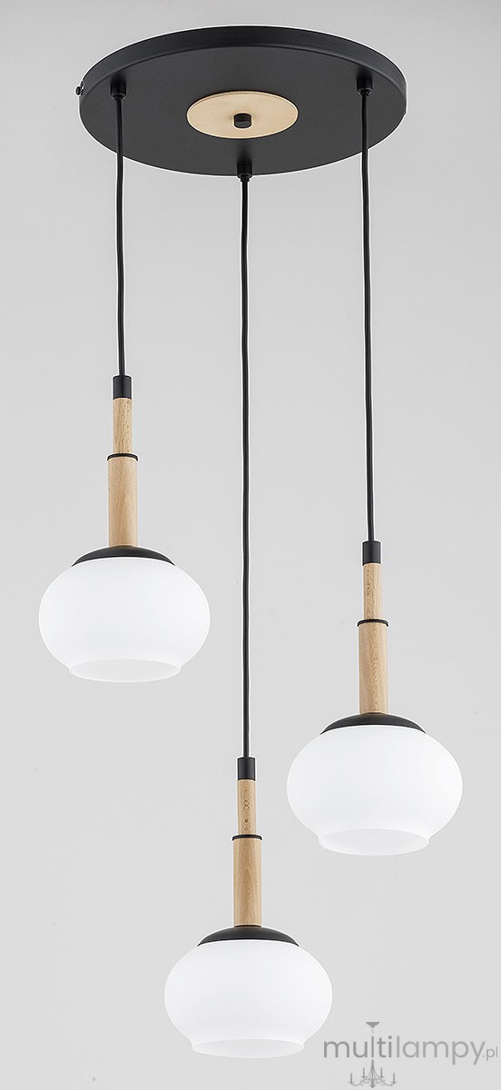 Ceres lampa wisząca 3xE14 czarna jasne drewno 62594