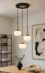 Ceres lampa wisząca 3xE14 czarna jasne drewno 62594