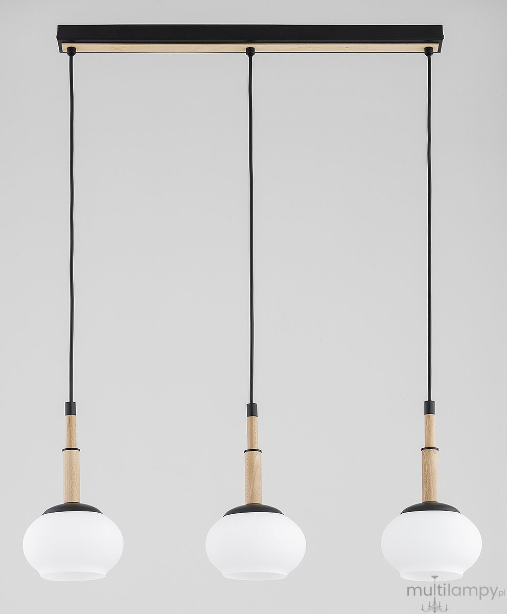 Ceres lampa wisząca 3xE14 czarna jasne drewno 62595