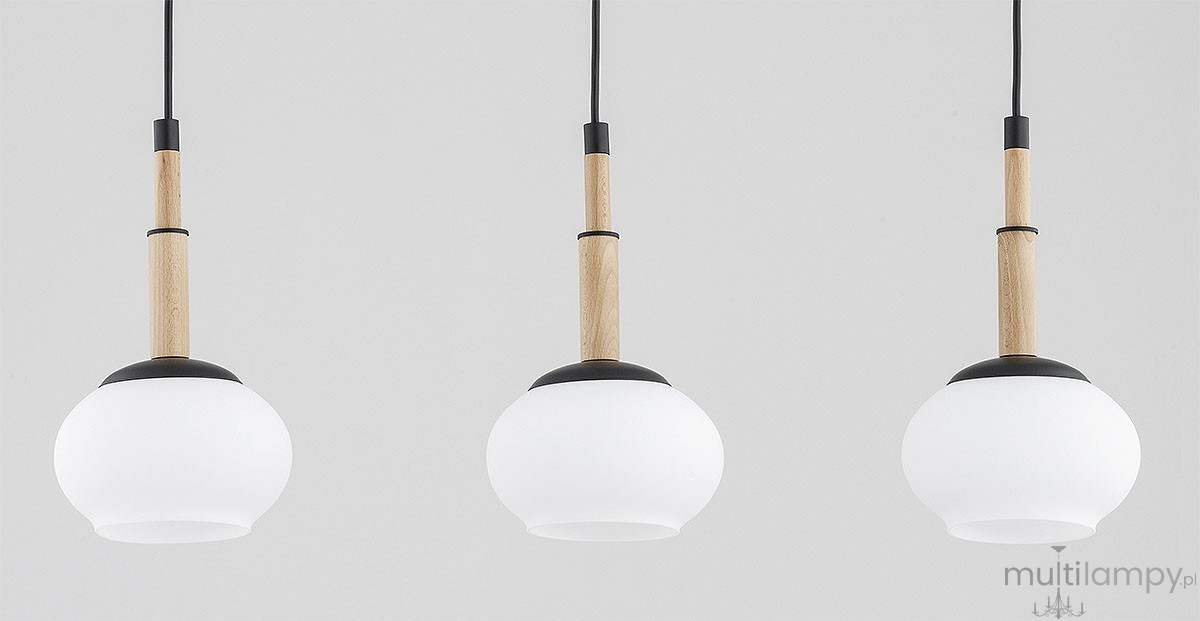 Ceres lampa wisząca 3xE14 czarna jasne drewno 62595