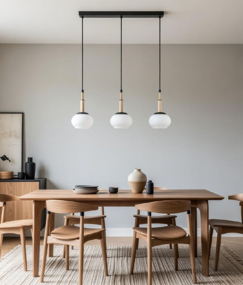 Ceres lampa wisząca 3xE14 czarna jasne drewno 62595