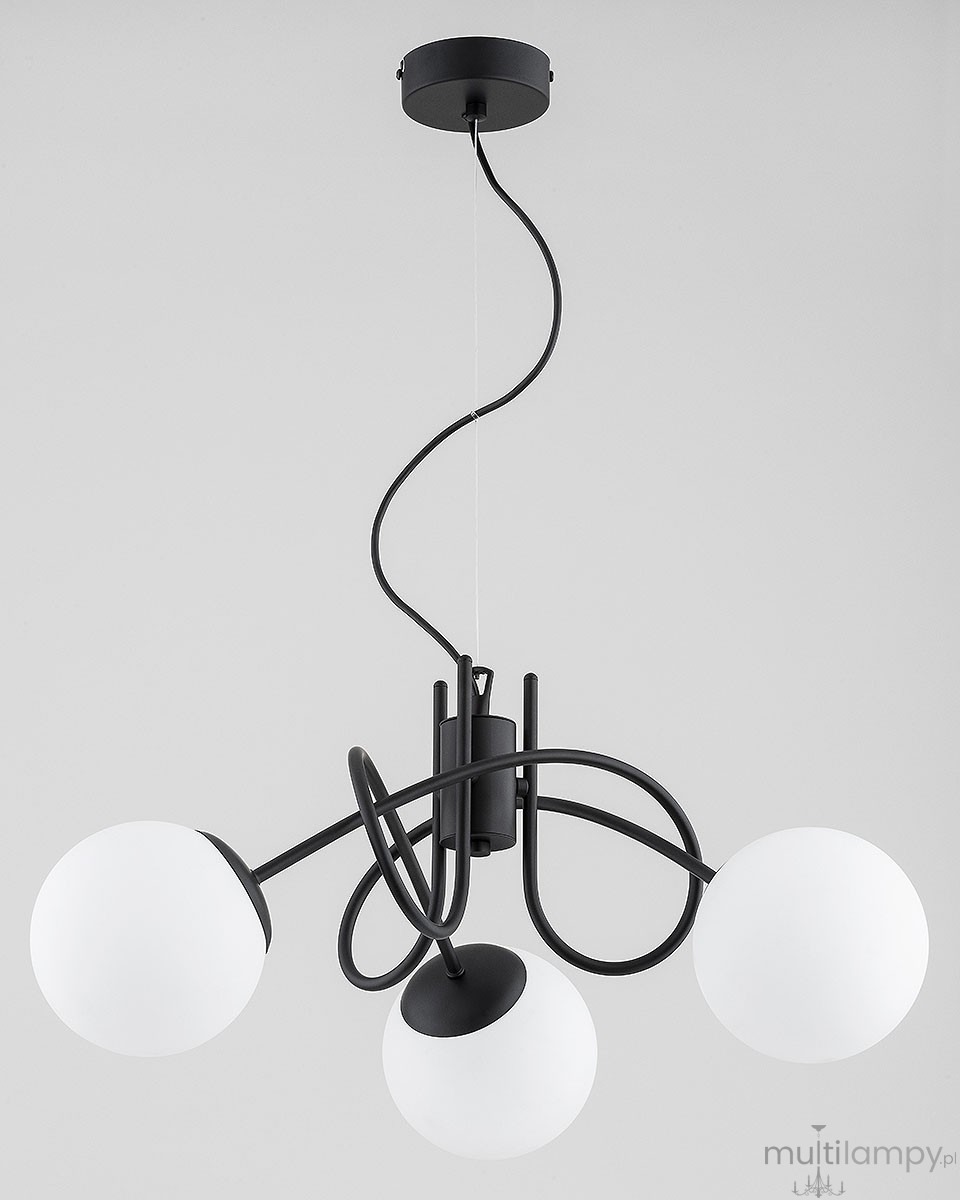 Mika lampa wisząca 3xE27 czarna biały 62601
