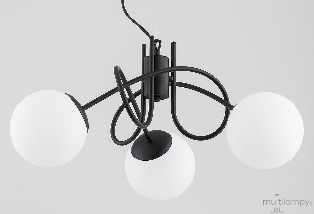 Mika lampa wisząca 3xE27 czarna biały 62601
