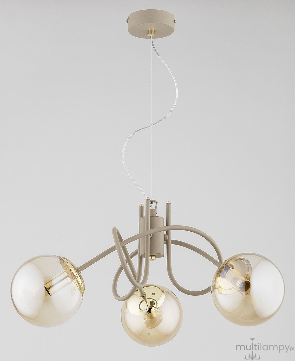 Mika lampa wisząca 3xE27 beżowa bursztyn 62602