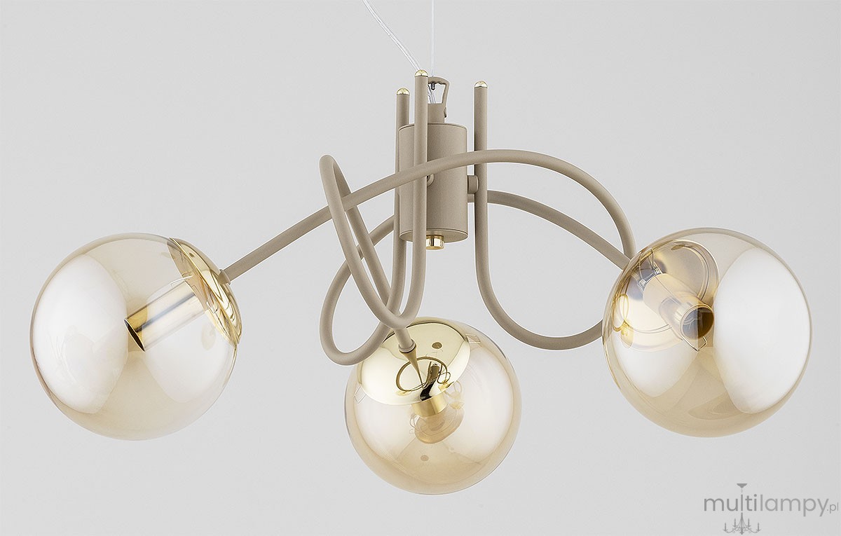 Mika lampa wisząca 3xE27 beżowa bursztyn 62602