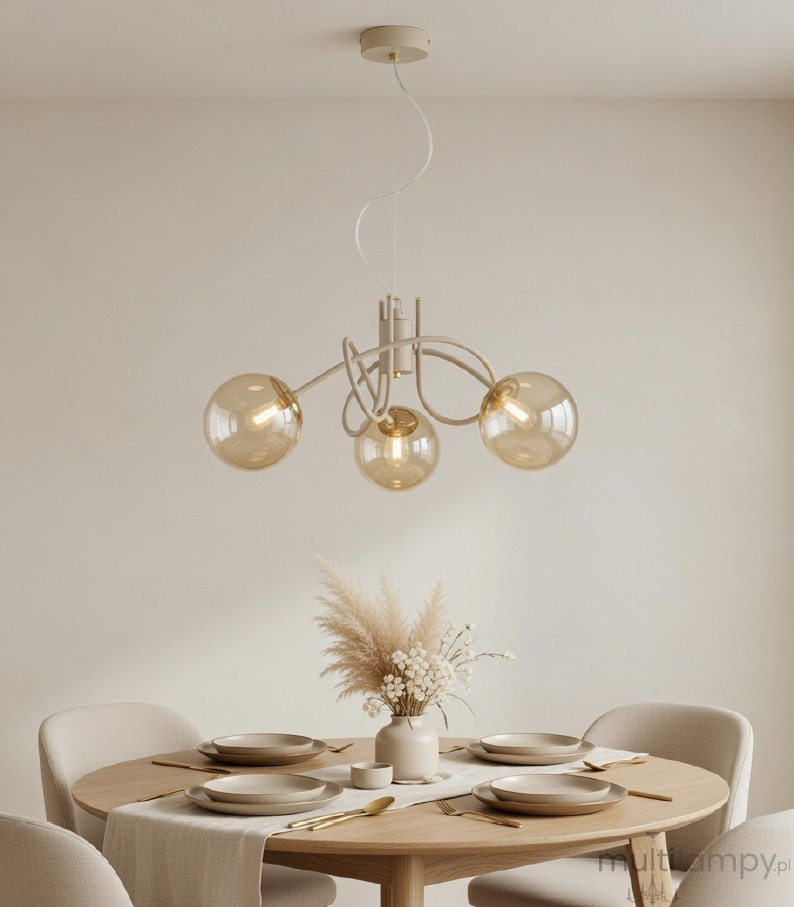 Mika lampa wisząca 3xE27 beżowa bursztyn 62602