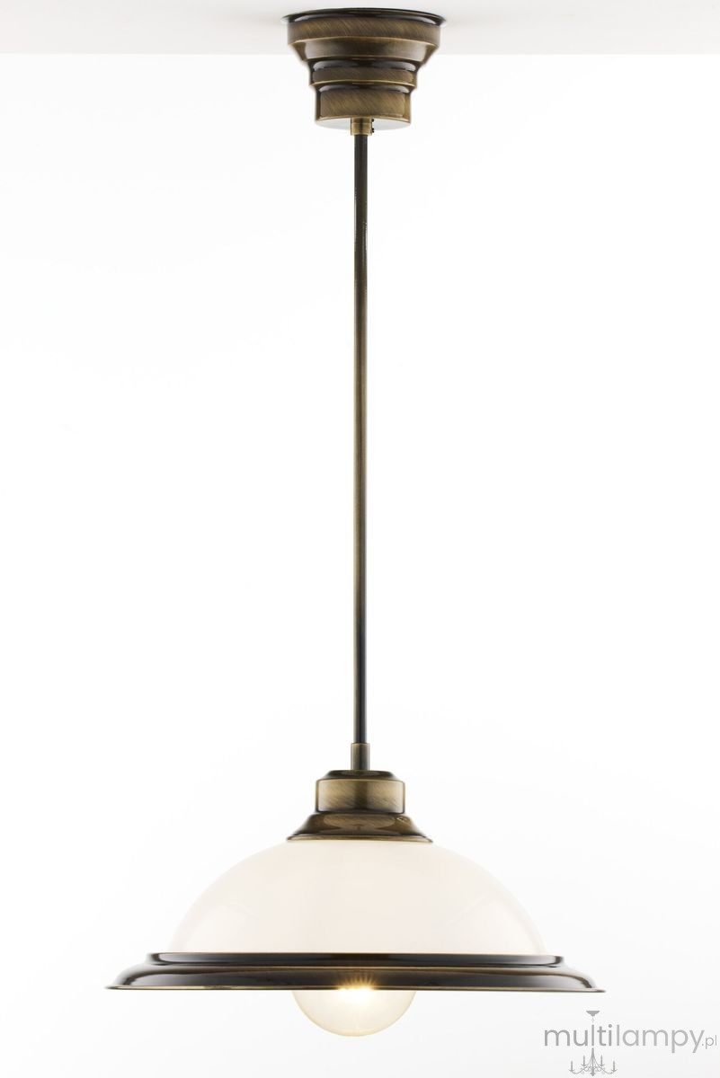Opal lampa wisząca 1xE27 mosiądz patynowany 11