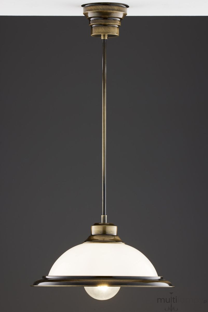 Opal lampa wisząca 1xE27 mosiądz patynowany 11