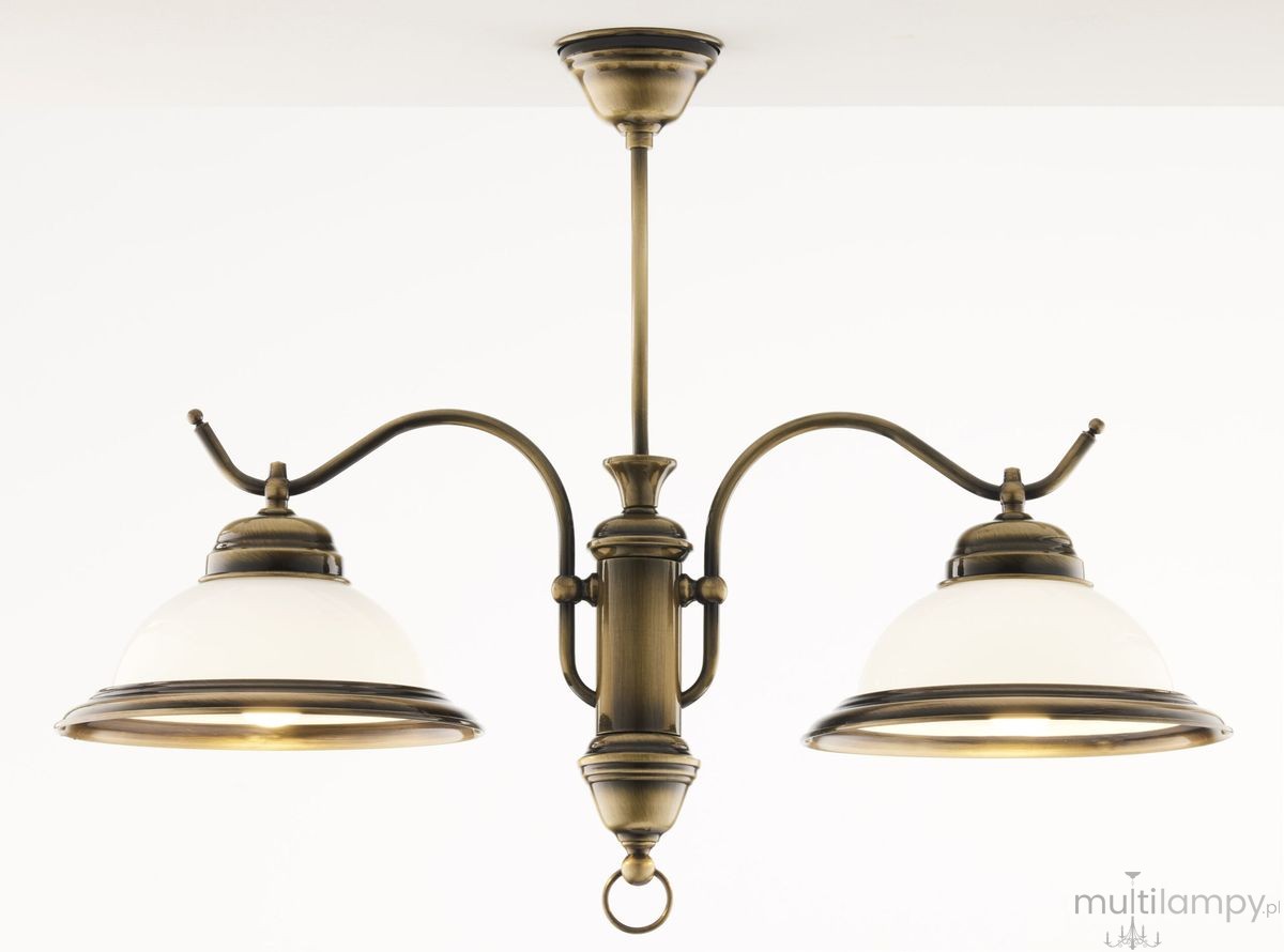 Opal lampa wisząca 2xE27 mosiądz patynowany 12