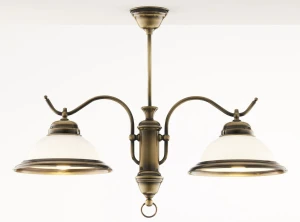 Opal lampa wisząca 2xE27 mosiądz patynowany 12