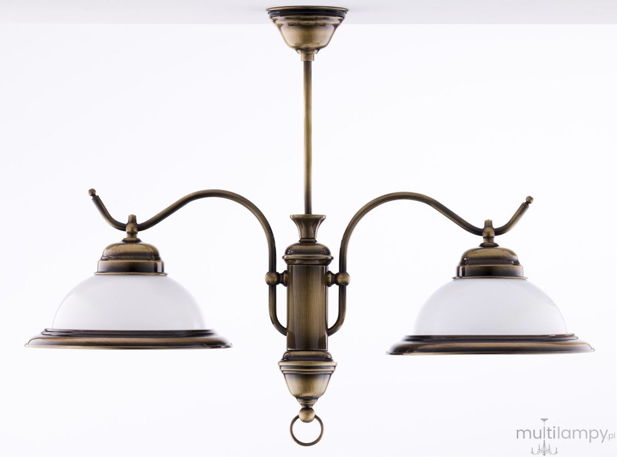 Opal lampa wisząca 2xE27 mosiądz patynowany 12