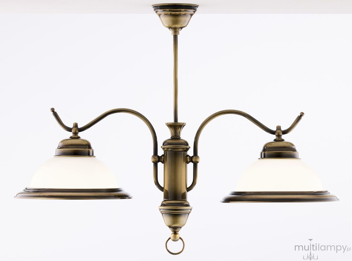 Opal lampa wisząca 2xE27 mosiądz patynowany 12