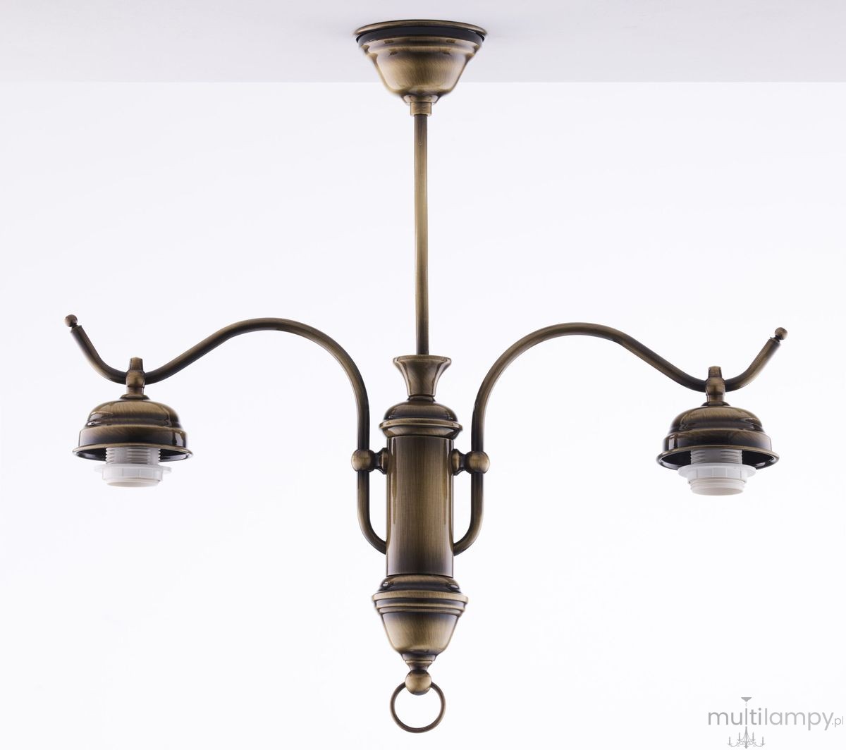Opal lampa wisząca 2xE27 mosiądz patynowany 12