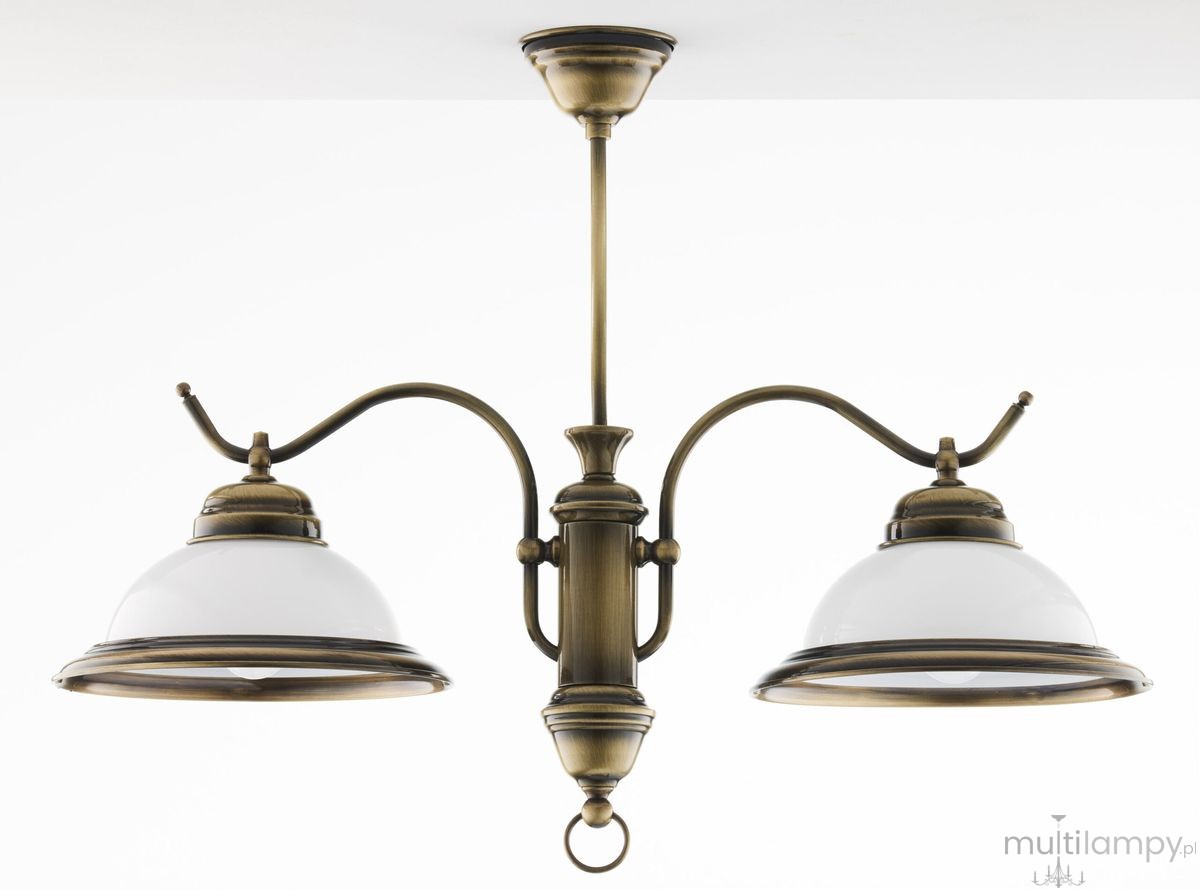 Opal lampa wisząca 2xE27 mosiądz patynowany 12