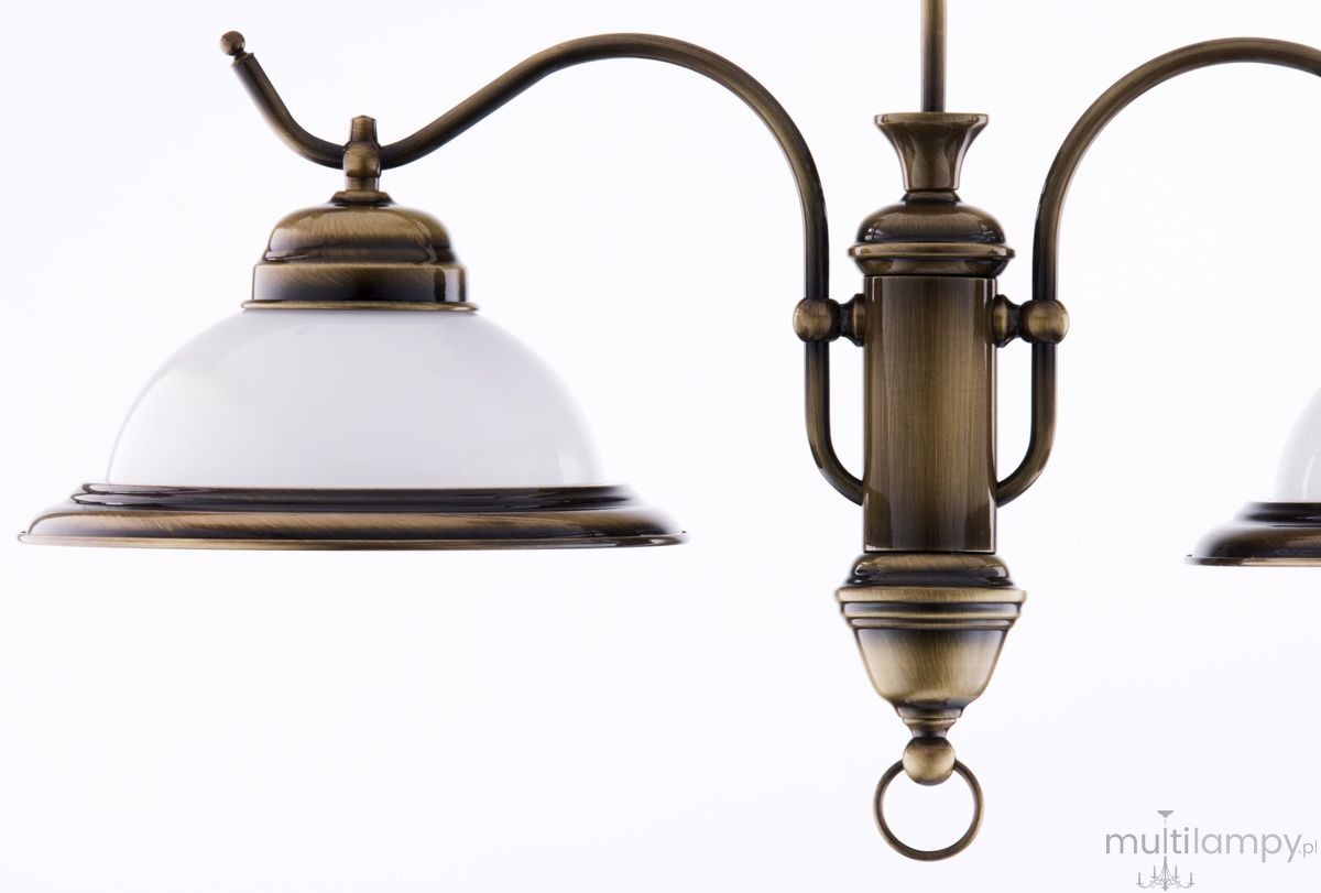 Opal lampa wisząca 2xE27 mosiądz patynowany 12