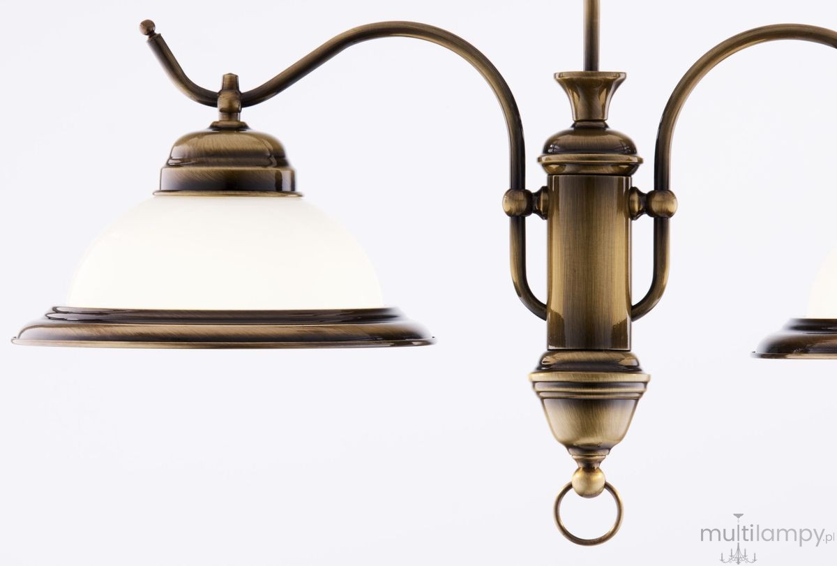 Opal lampa wisząca 2xE27 mosiądz patynowany 12