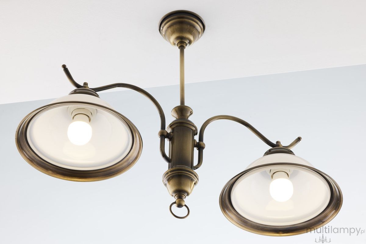 Opal lampa wisząca 2xE27 mosiądz patynowany 12