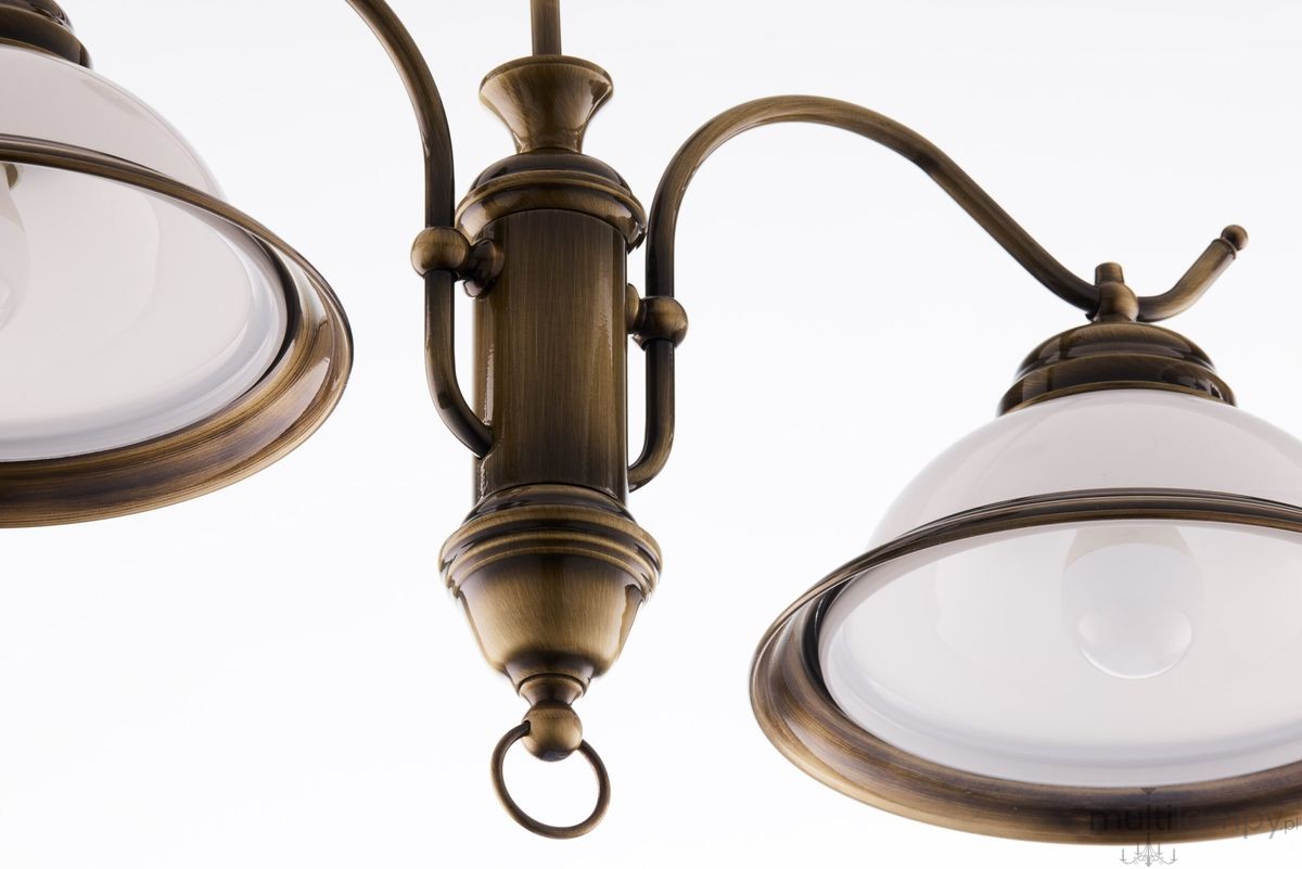 Opal lampa wisząca 2xE27 mosiądz patynowany 12