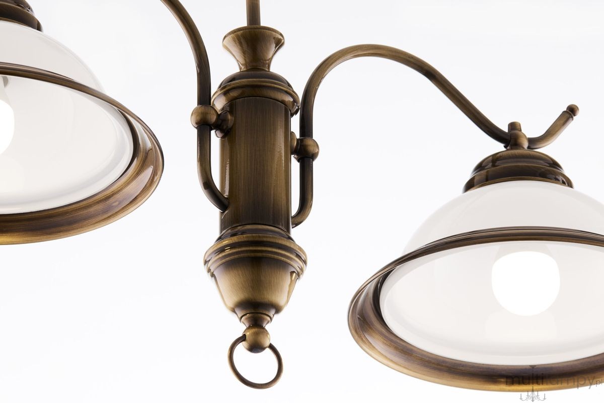 Opal lampa wisząca 2xE27 mosiądz patynowany 12