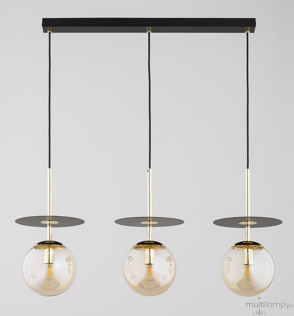 Qeency lampa wisząca 3xE14 czarna bursztyn 62570