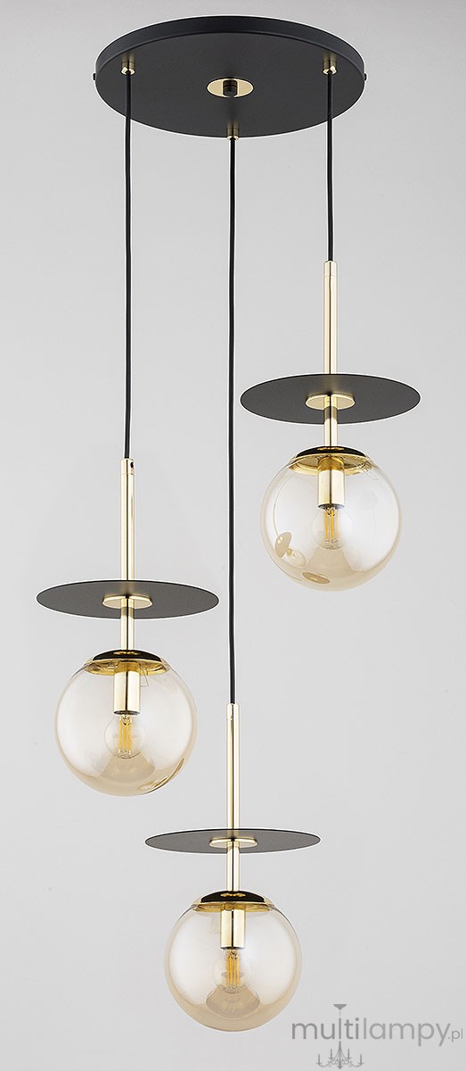 Qeency lampa wisząca 3xE14 czarna bursztyn 62571