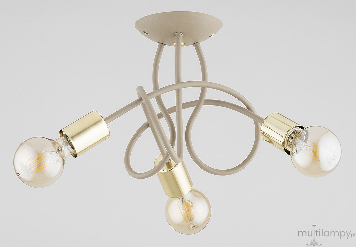 Hossa lampa sufitowa 3xE27 beżowa złota 62606