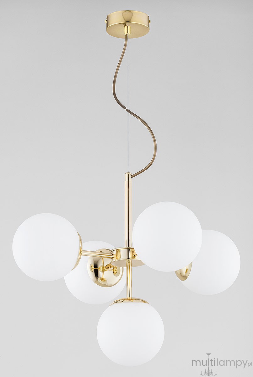 Hit lampa wisząca 5xE14 złota 63347