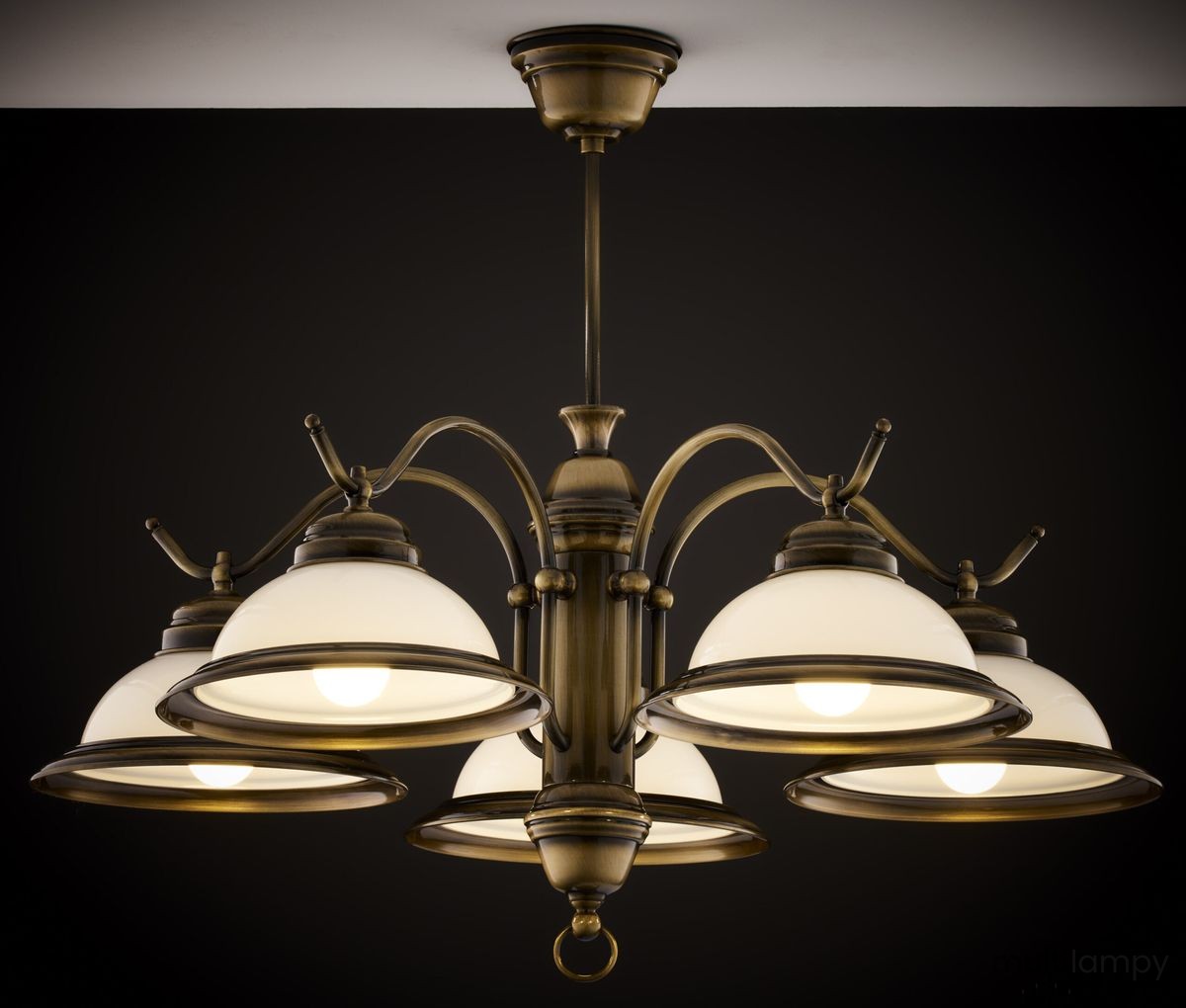 Opal żyrandol 5xE27 mosiądz patynowany 15