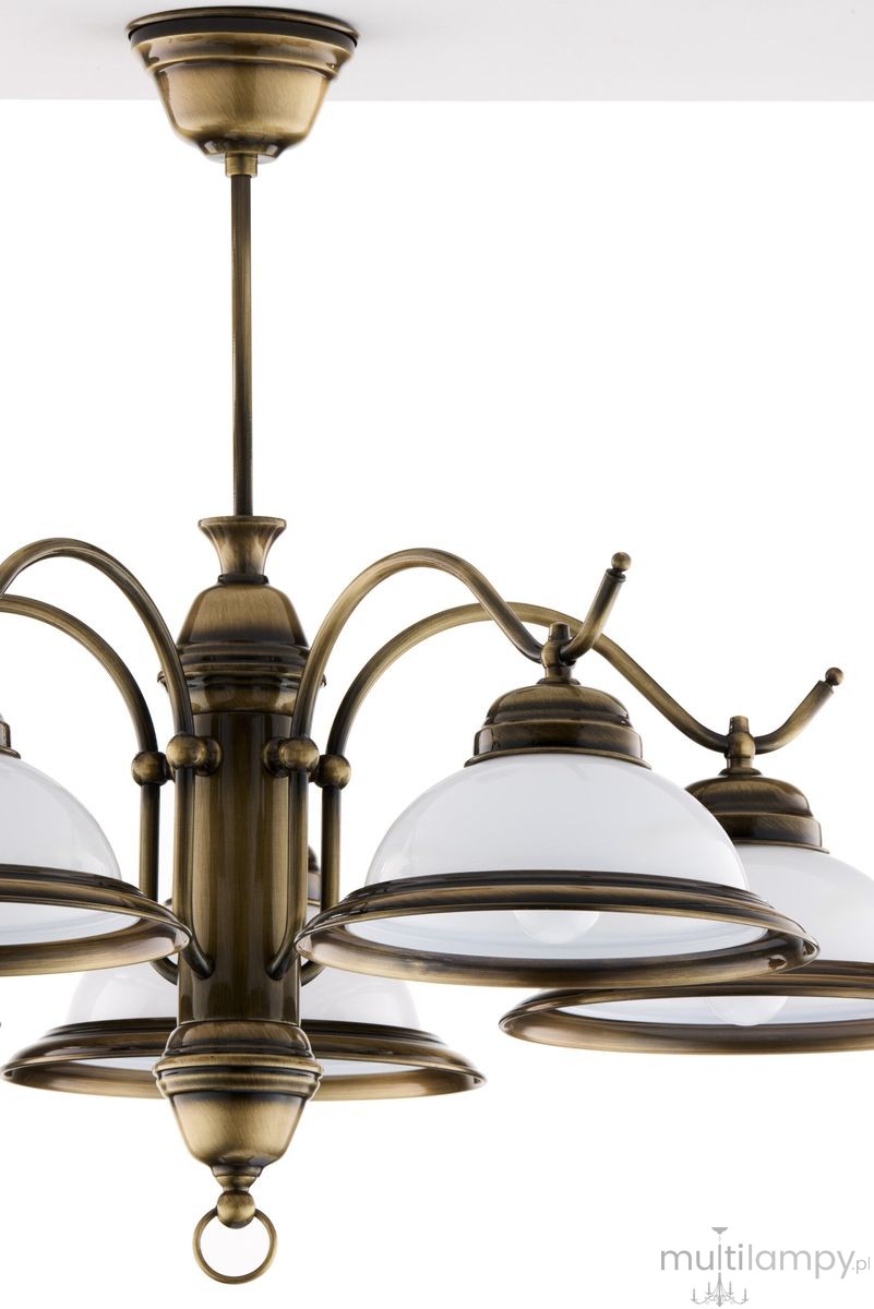 Opal żyrandol 5xE27 mosiądz patynowany 15