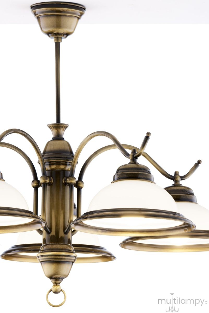 Opal żyrandol 5xE27 mosiądz patynowany 15