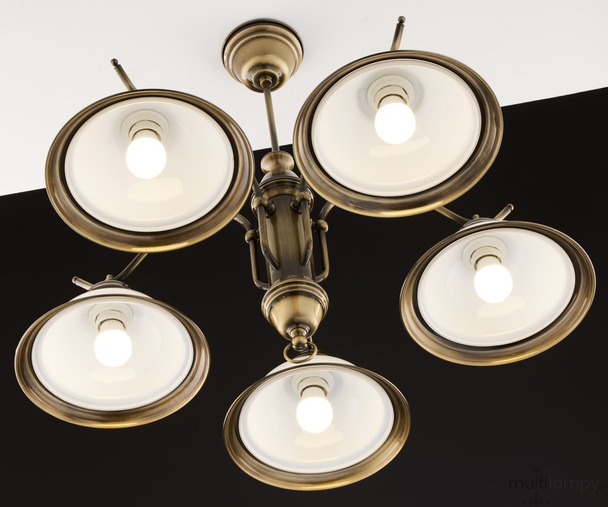 Opal żyrandol 5xE27 mosiądz patynowany 15