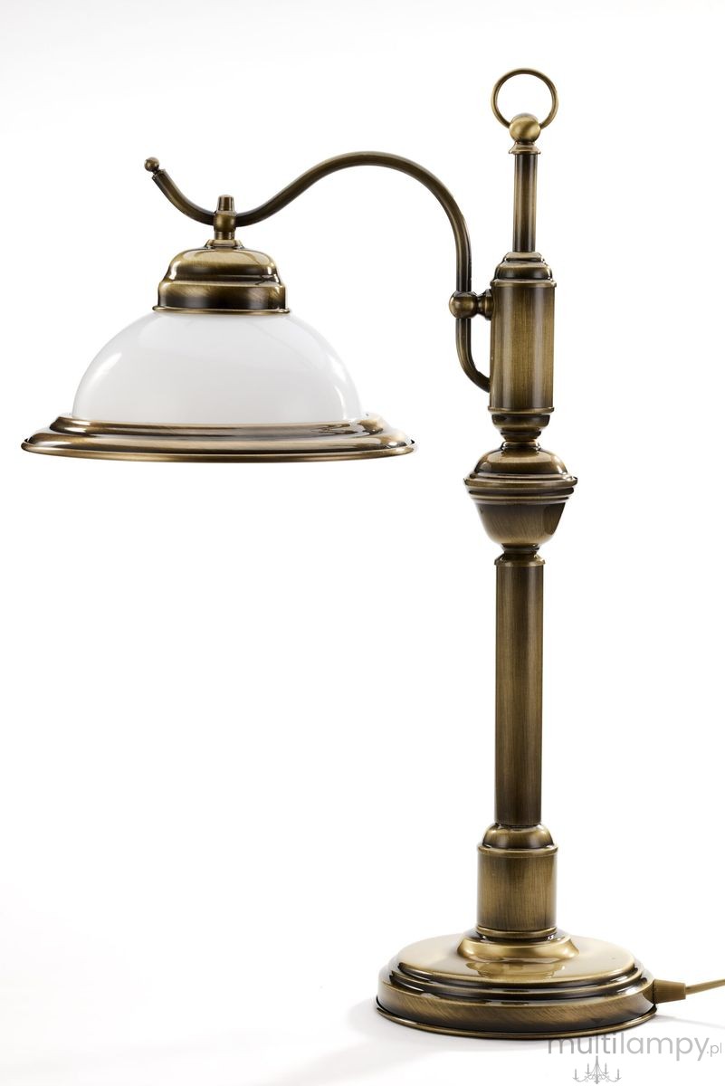 Opal lampka biurkowa 1xE27 mosiądz patynowany 16