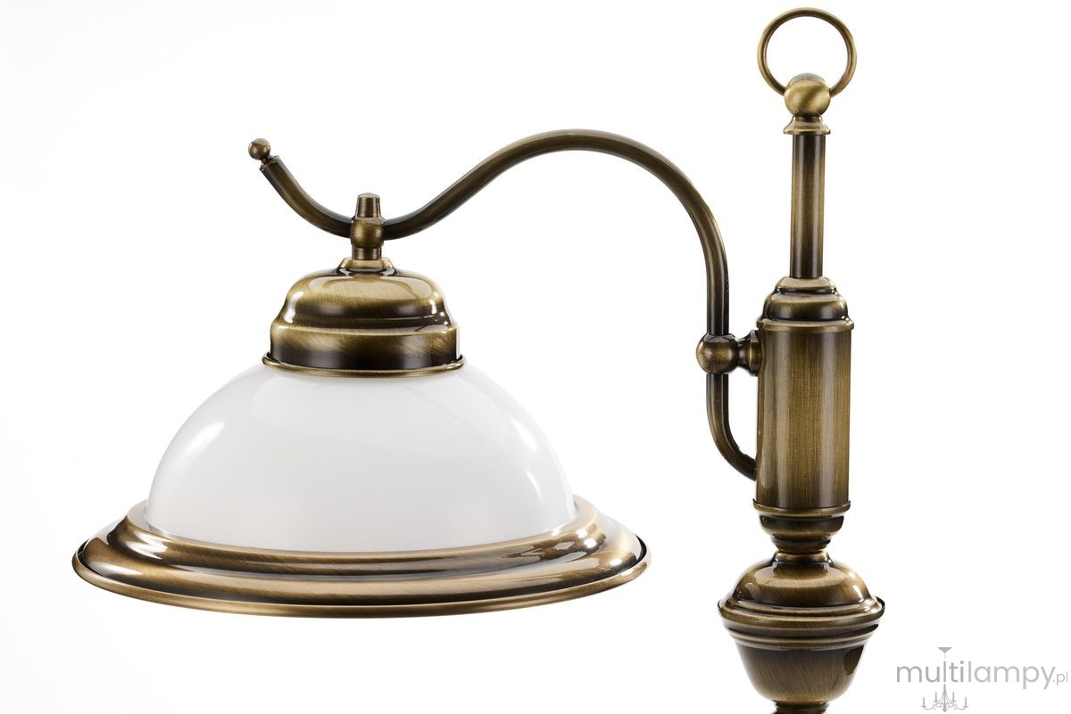 Opal lampka biurkowa 1xE27 mosiądz patynowany 16