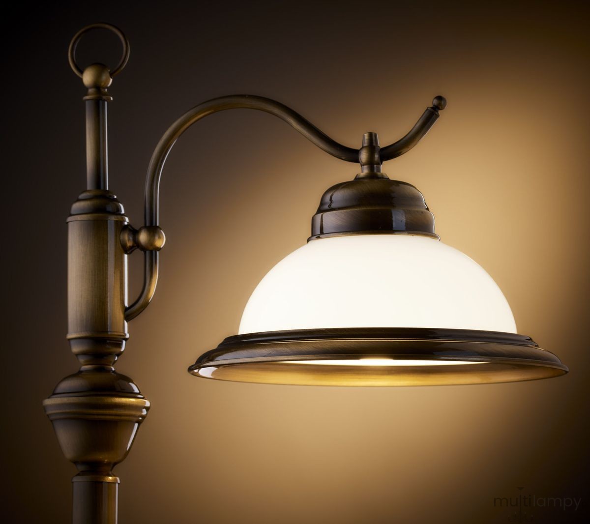 Opal lampka biurkowa 1xE27 mosiądz patynowany 16