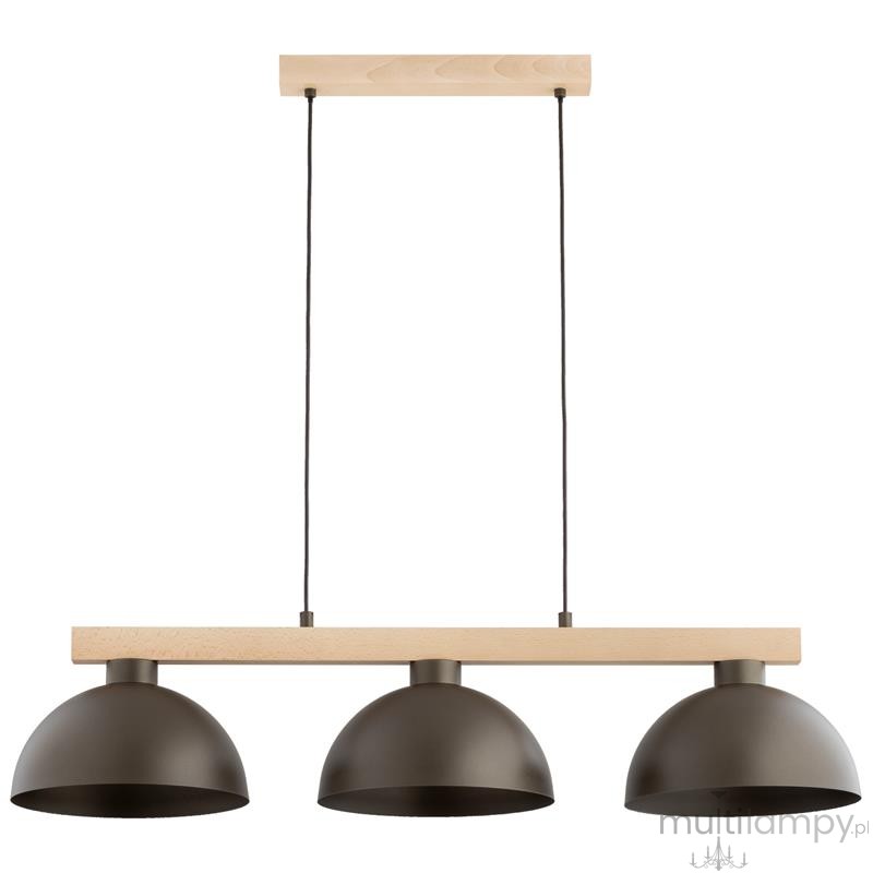 Verta Pro lampa wisząca 3xE27 czekoladowy brąz drewno 62625