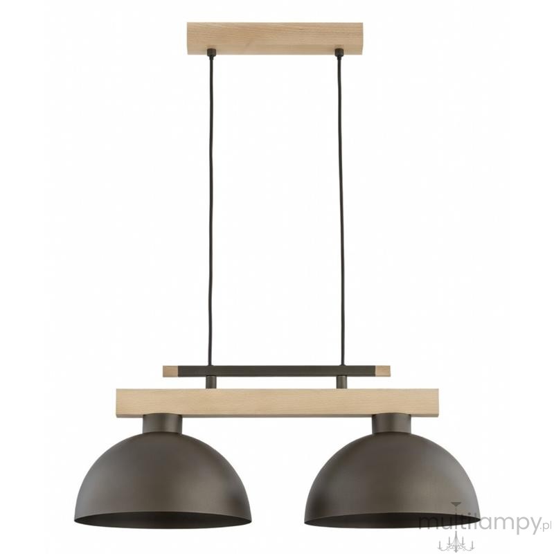 Verta lampa wisząca 2xE27 czekoladowy brąz drewno 62626
