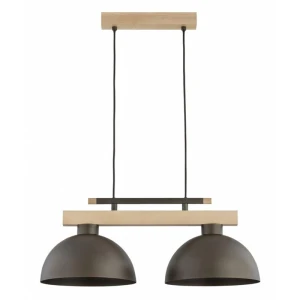 Verta lampa wisząca 2xE27 czekoladowy brąz drewno 62626