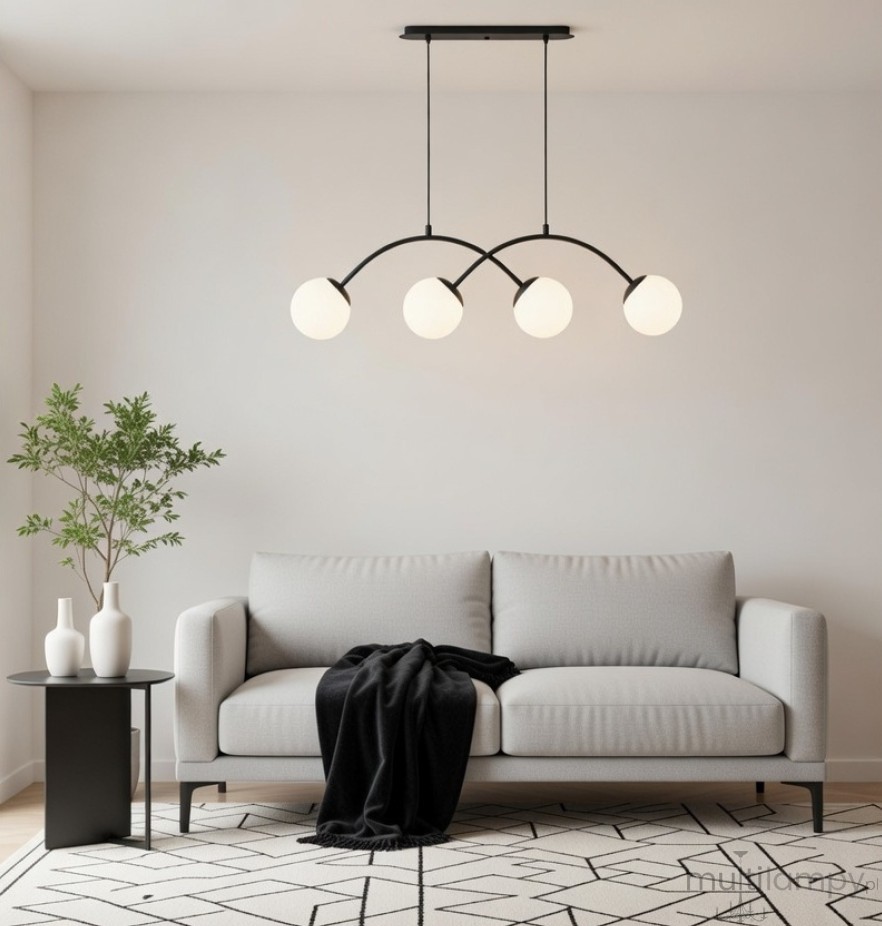 Bester lampa wisząca 4xE14 czarna biały 63403