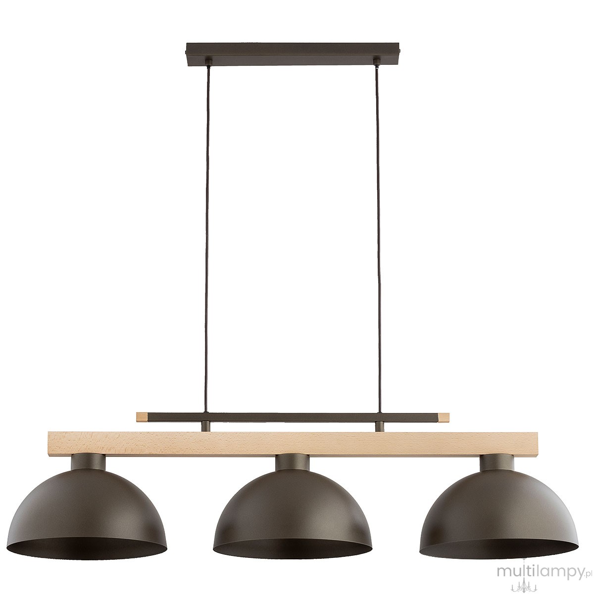Verta lampa wisząca 3xE27 czekoladowy brąz drewno 62623