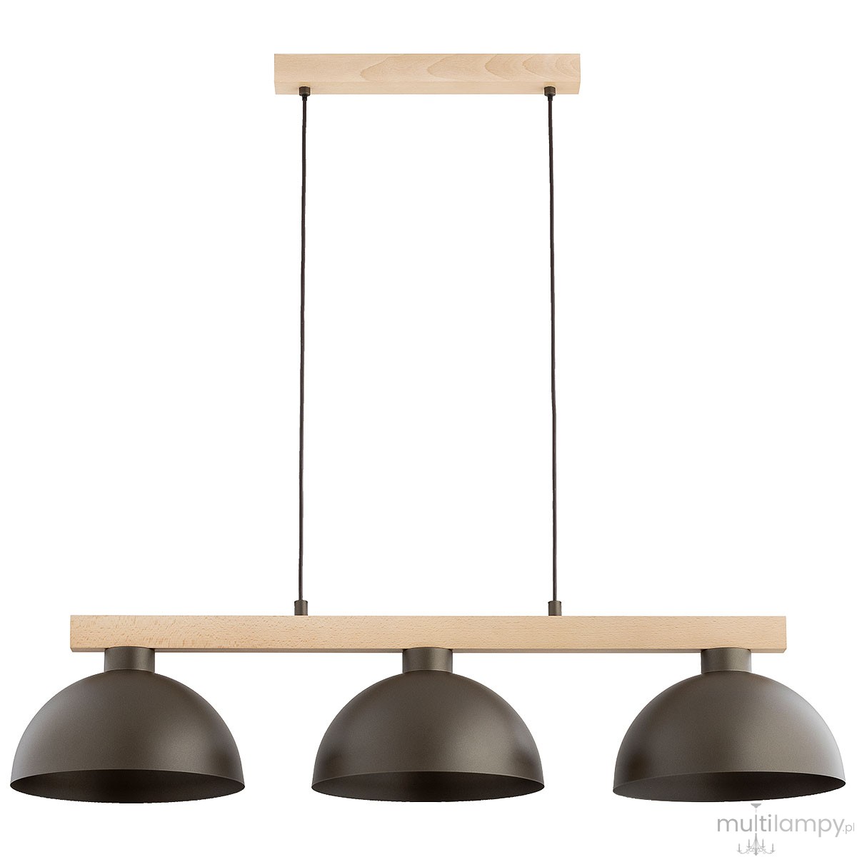 Verta Pro lampa wisząca 3xE27 czekoladowy brąz drewno 6262